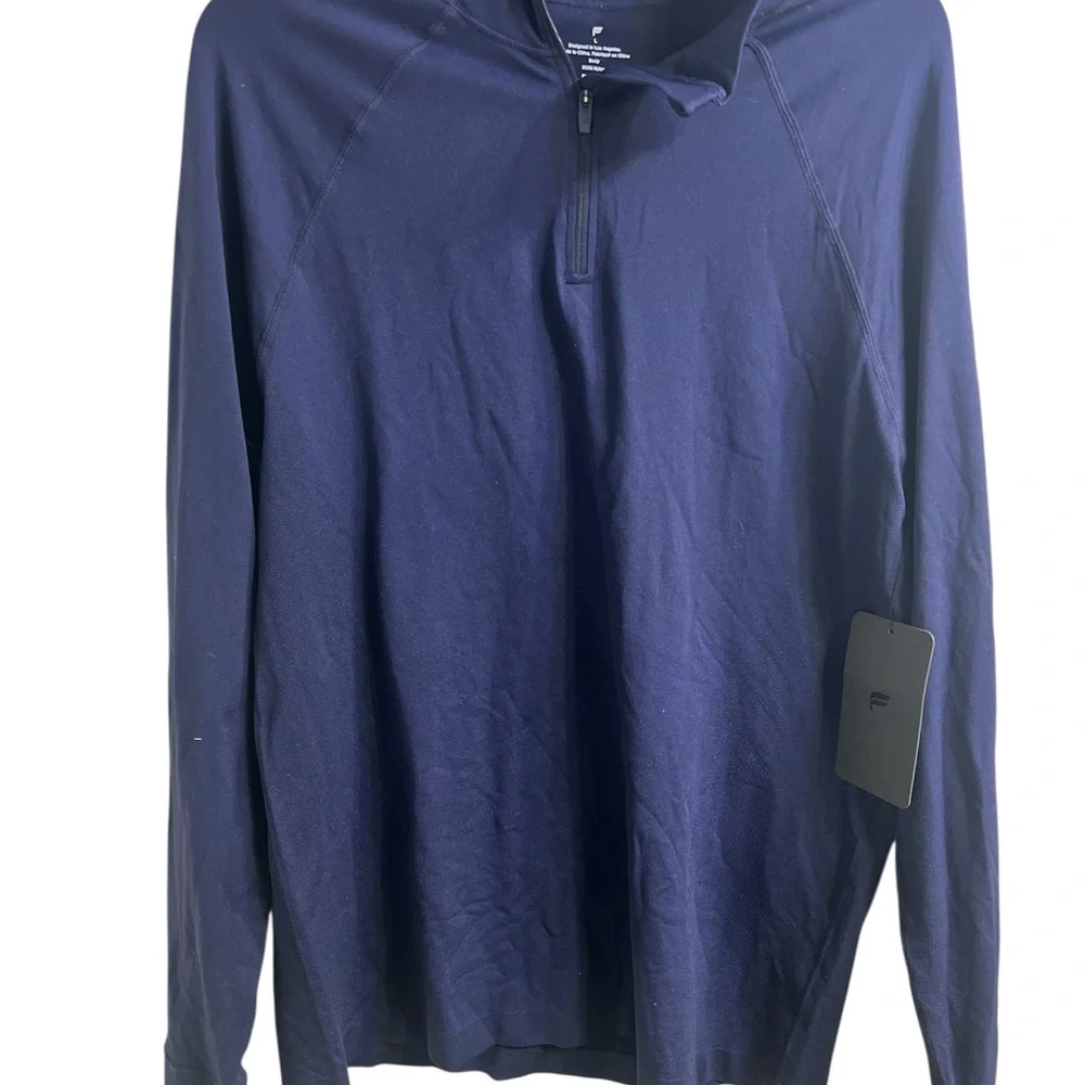 Fabletics Men's Navy Quarter-Zip Pullover - Picture 3 of 4
